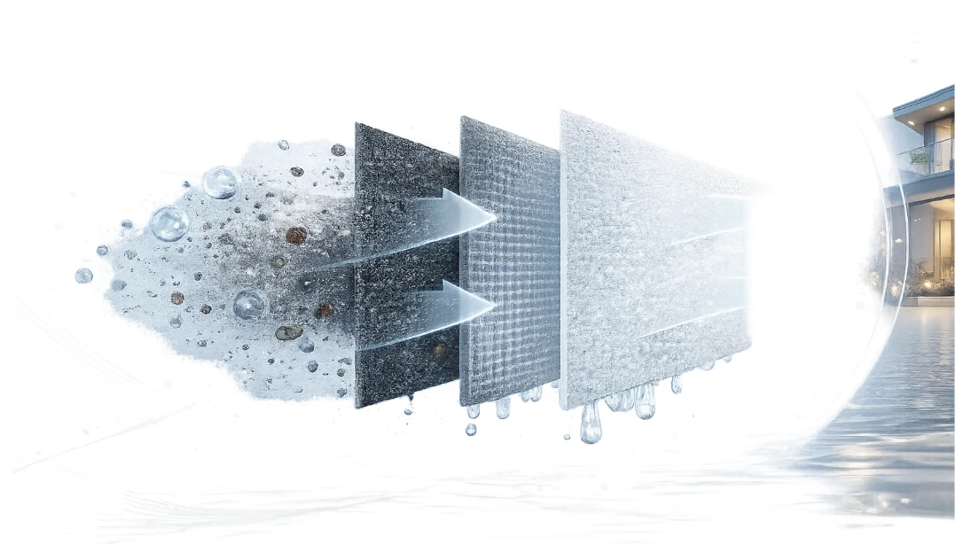 Layered AVANTI filtration media visualization